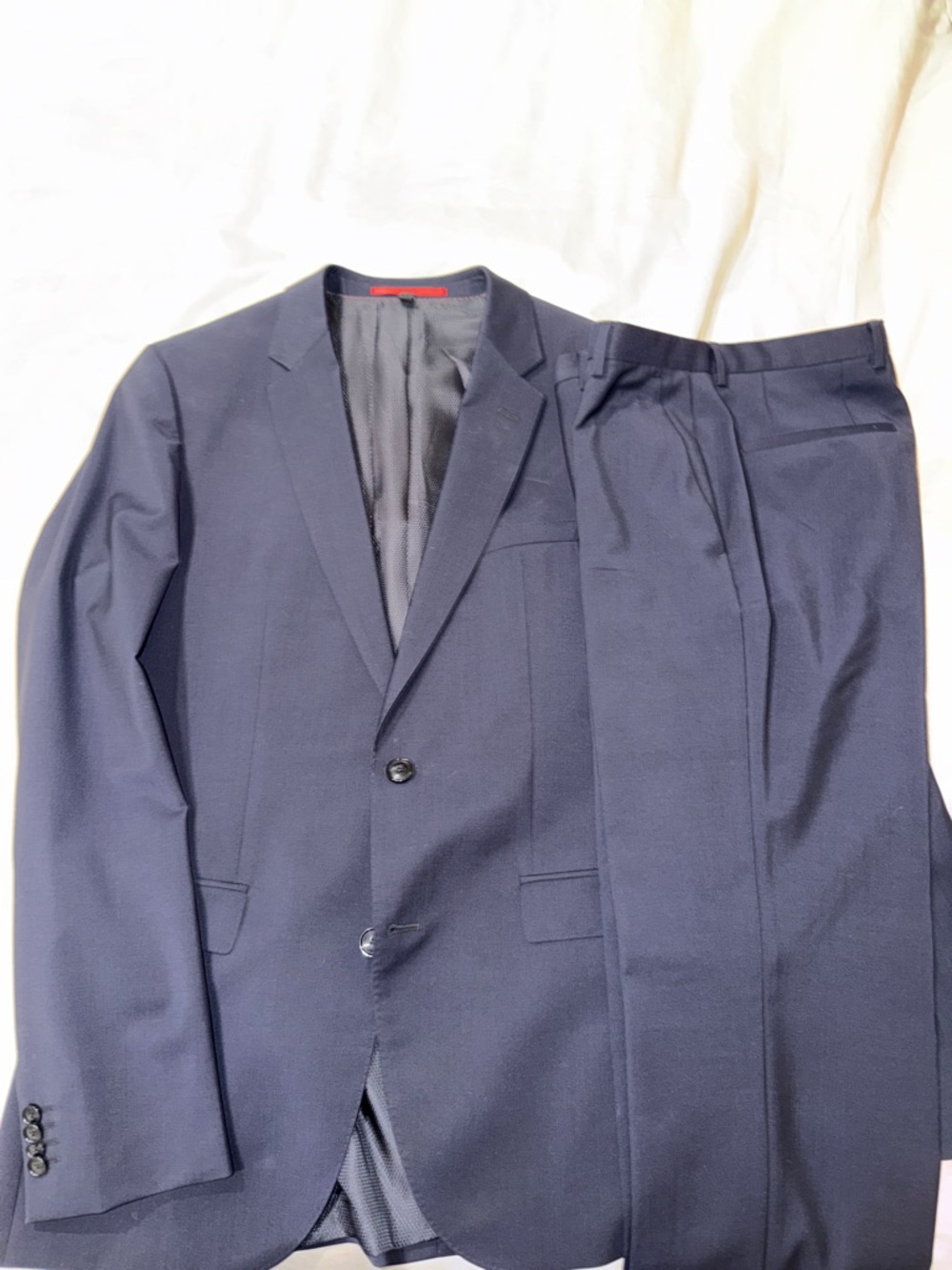 Hugo Boss Dark Navy Two-Piece Suit Jacket and Trousers
